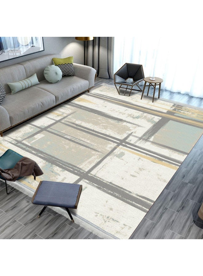 SMART HOME Large padded floor mat with a soft velvet surface and non-slip backing - Living room rug - Majlis rug - Lounge rug - Luxurious decorative rug - Elegant rug with modern patterns for living rooms and majlis - Size 350x250 cm - Suitable for everyday use and entertaining - Image 1